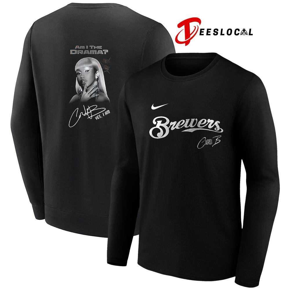 Milwaukee Brewers Cardi B Am I The Drama yes I am album signature portrait shirt Unisex
