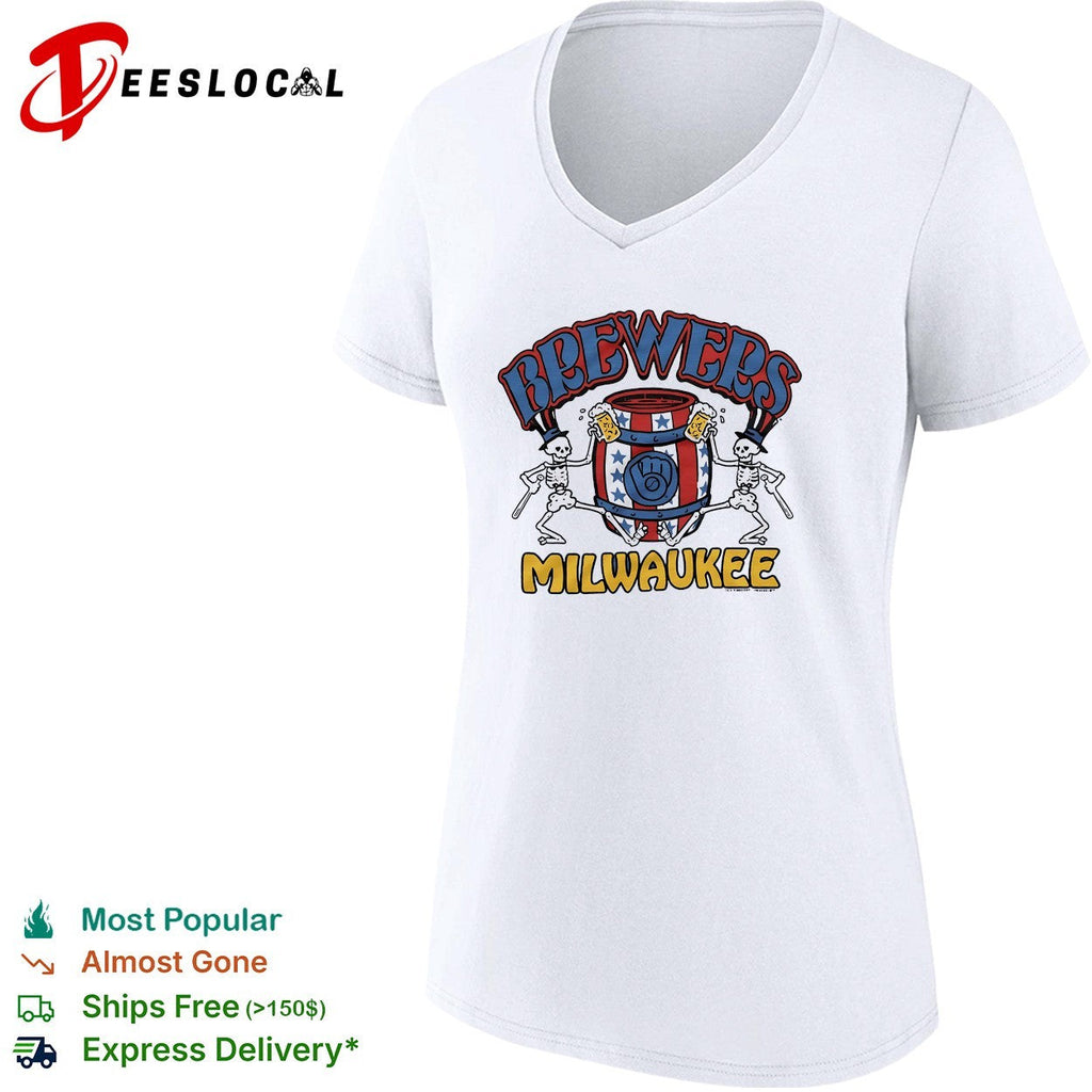 Milwaukee Brewers x Grateful Dead dancing skeleton Milwaukee graphic shirt Unisex