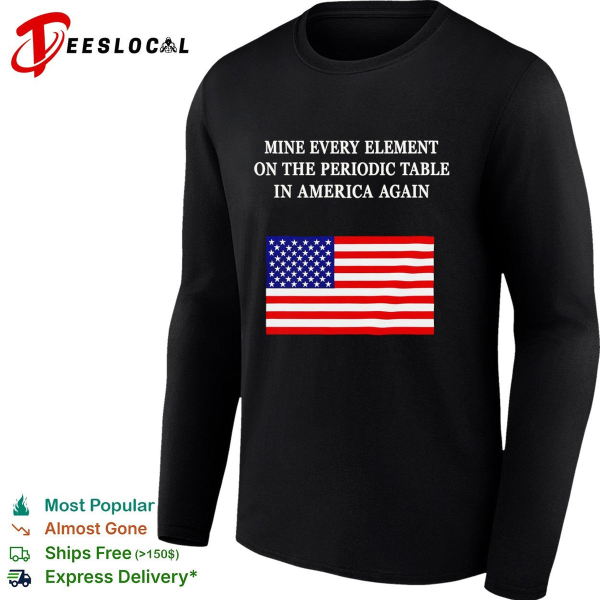 Mine every element on the periodic table in America flag shirt Unisex