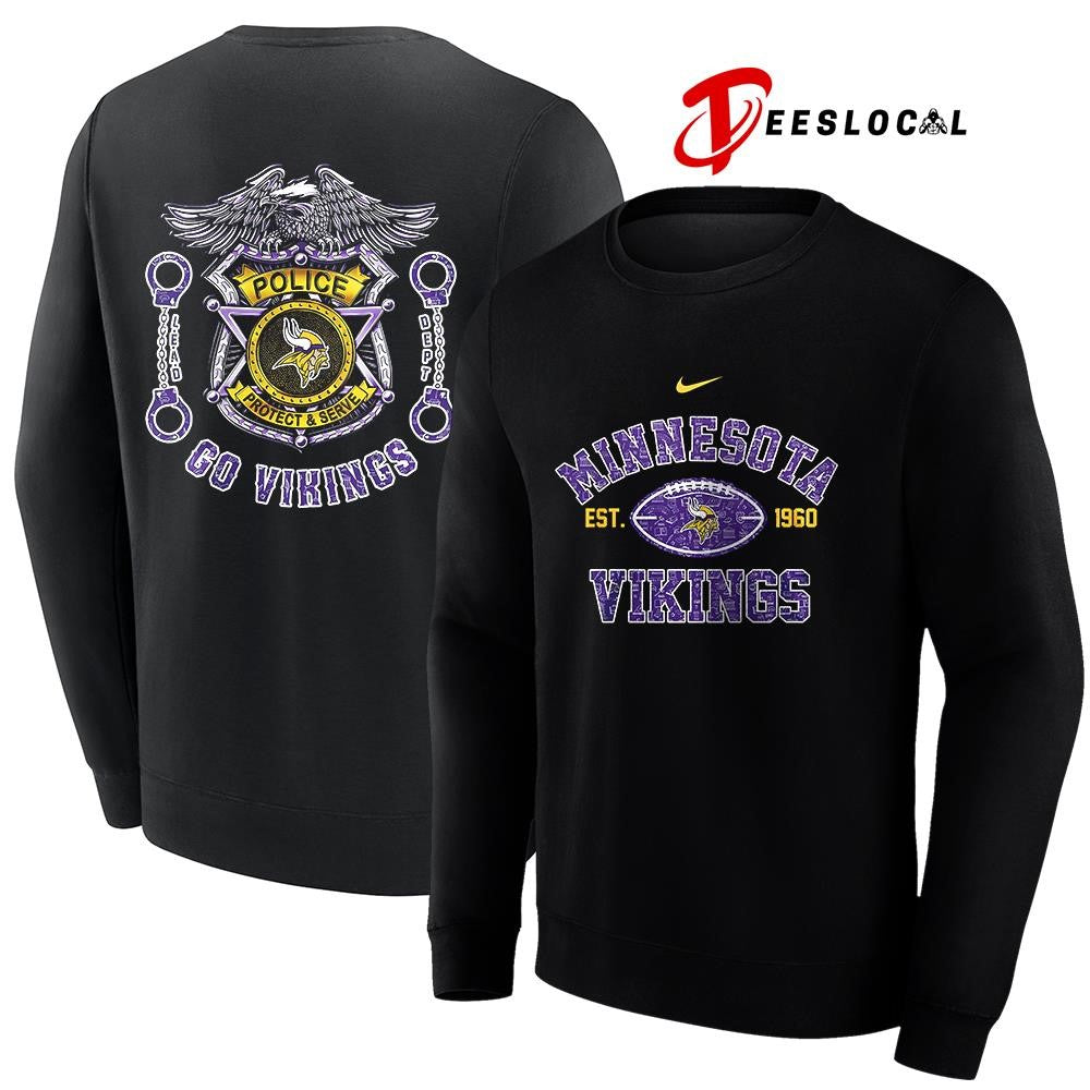 Minnesota Vikings law enforcement tribute protect and serve logo shirt Unisex