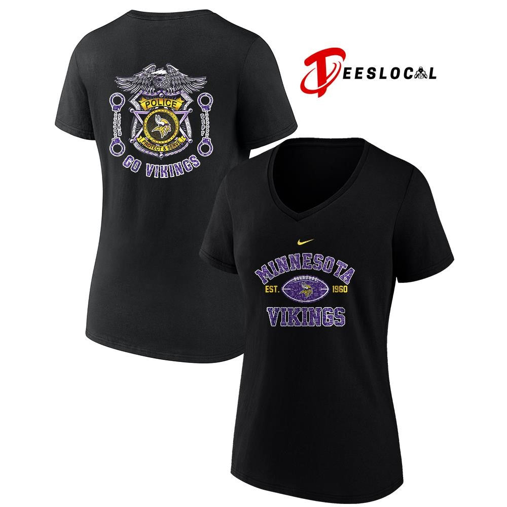 Minnesota Vikings law enforcement tribute protect and serve logo shirt Unisex