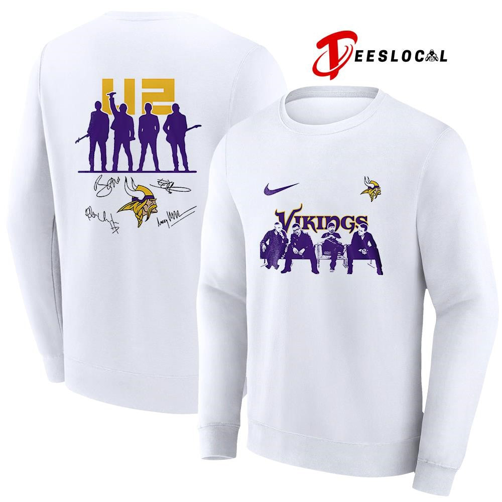 Minnesota Vikings x U2 band signature silhouette shirt Unisex