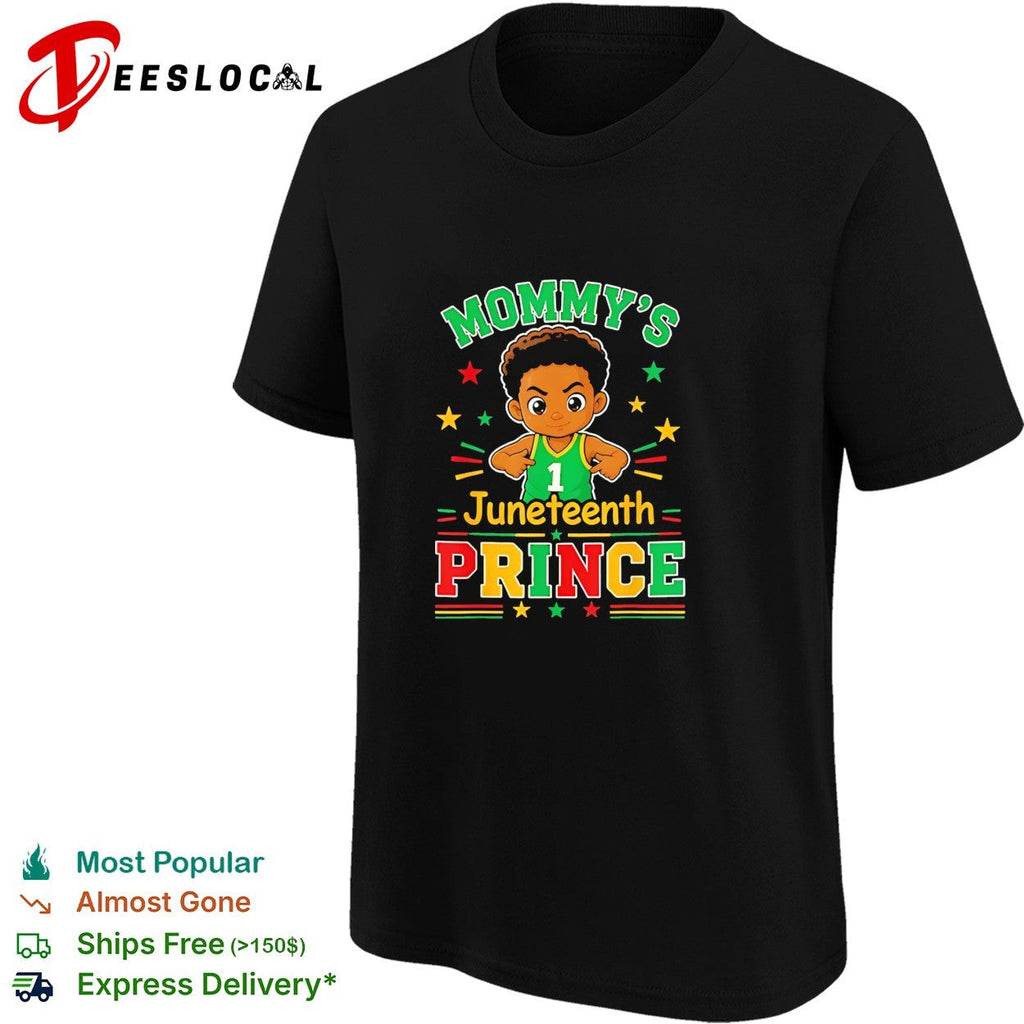 Mommy’s Juneteenth prince little boy basketball celebration shirt Unisex