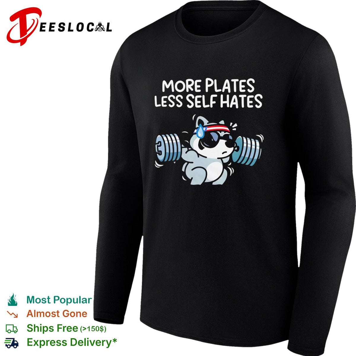 More Plates Less Self Hates Raccoon Lifting Workout Bodybuilding Gym shirt Unisex