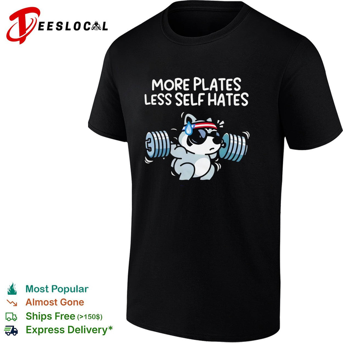 More Plates Less Self Hates Raccoon Lifting Workout Bodybuilding Gym shirt Unisex