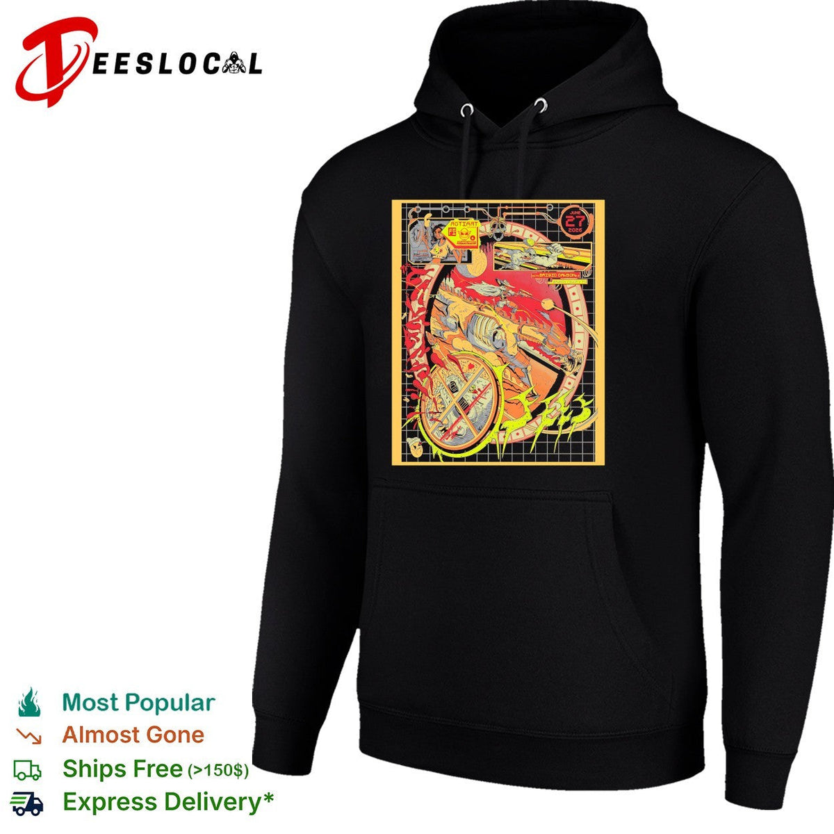 Motorcycle skeleton psychedelic poster shirt Unisex