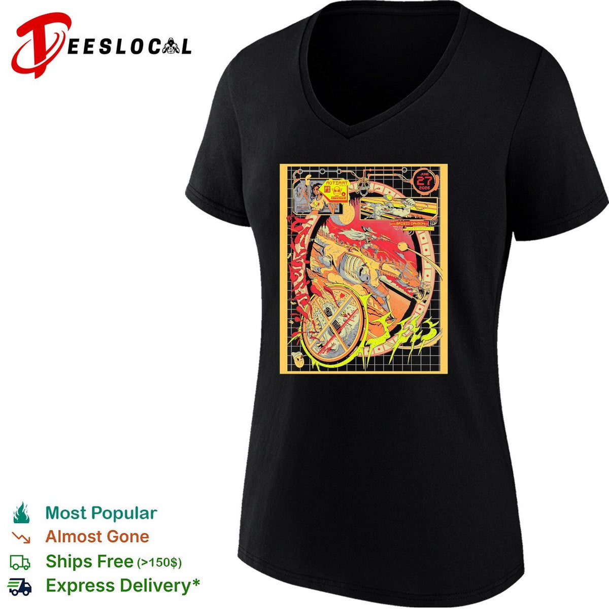 Motorcycle skeleton psychedelic poster shirt Unisex