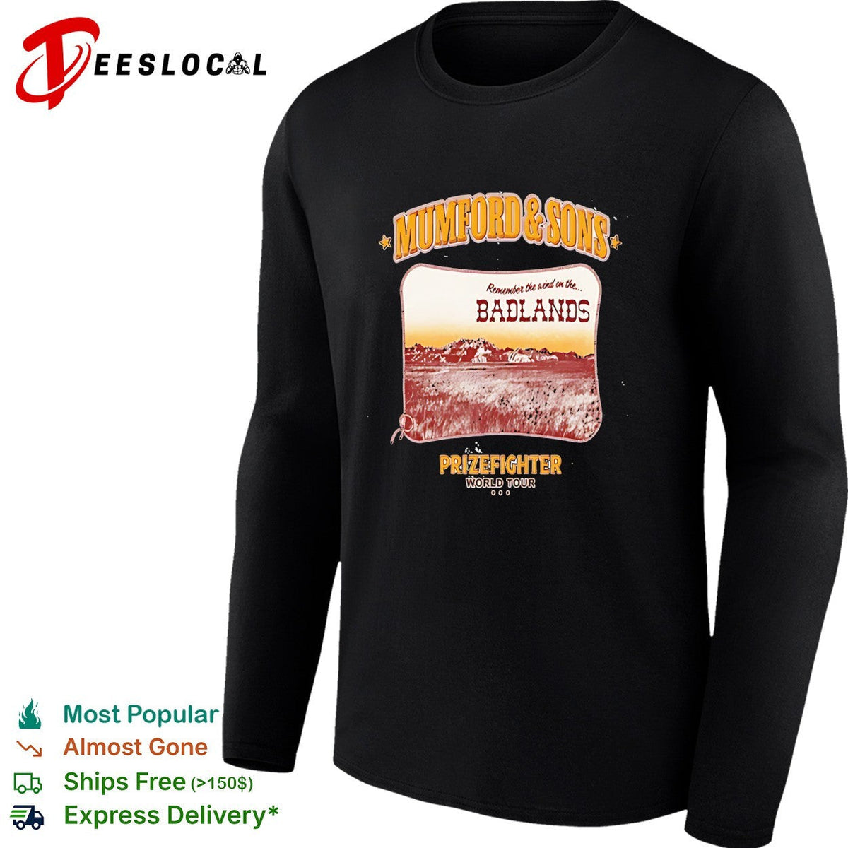 Mumford and Sons Remember the wind on the Badlands Prizefighter World Tour shirt Unisex