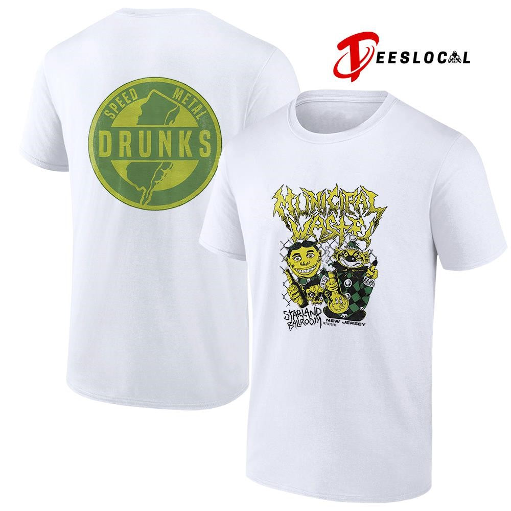 Municipal Waste tour Starland Ballroom speed metal drunk caricature graphic shirt Unisex
