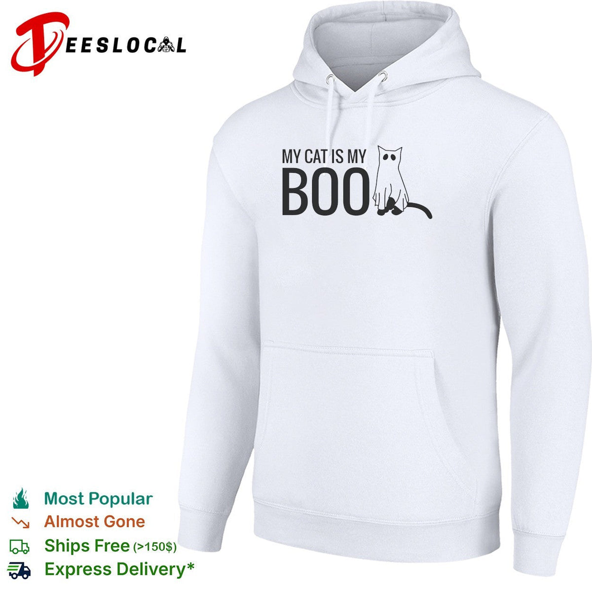 My Cat Is My Boo Ghost Halloween Costume Funny Animal Theme White Graphic Shirt Unisex