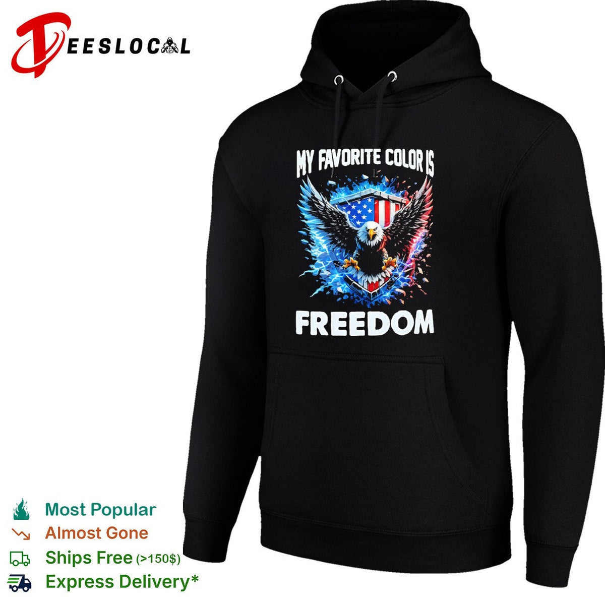 My favorite color is freedom bald eagle American flag lightning graphic shirt Unisex