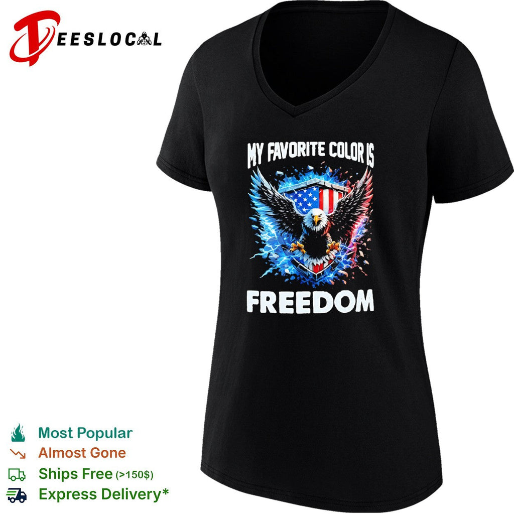 My favorite color is freedom bald eagle American flag lightning graphic shirt Unisex