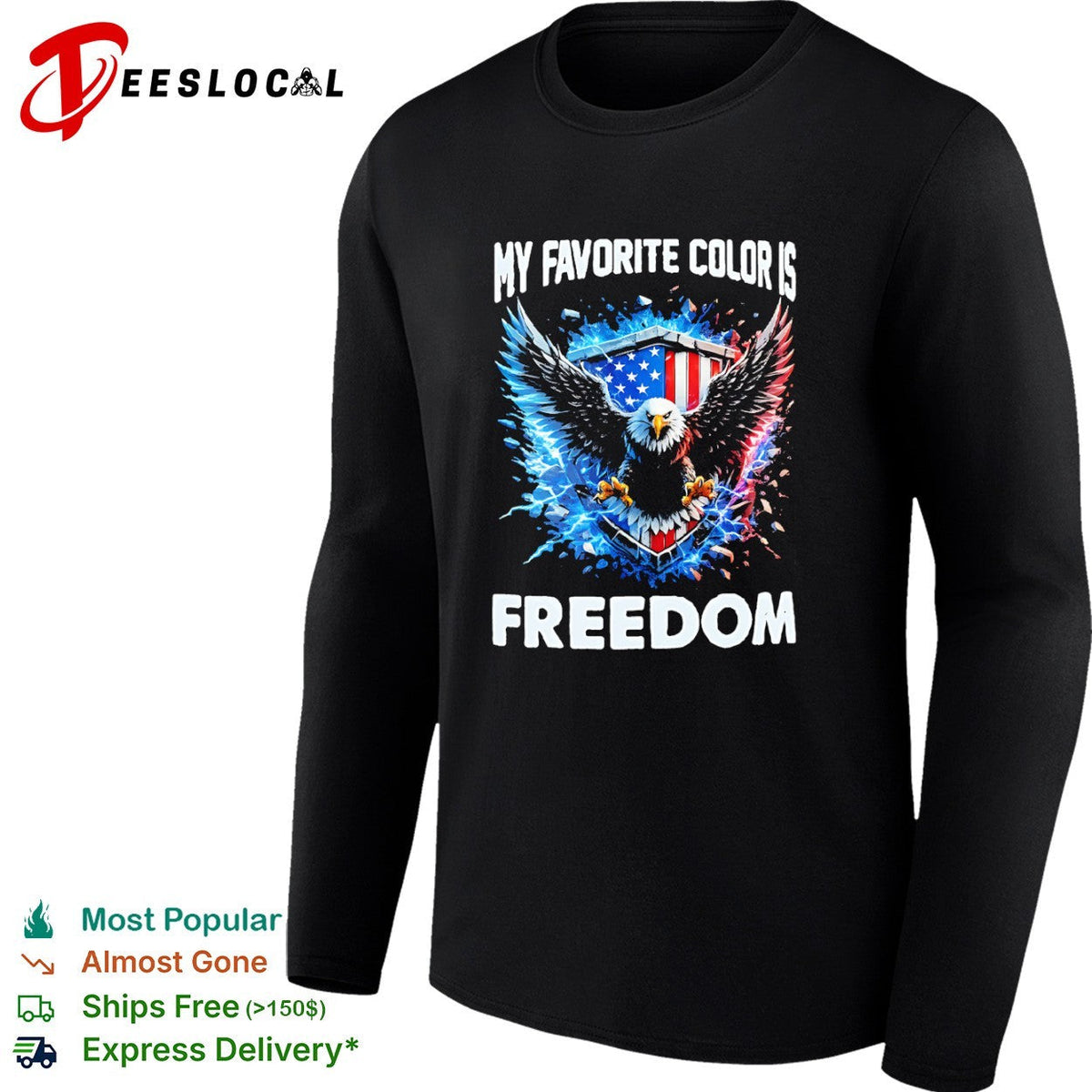 My favorite color is freedom bald eagle American flag lightning graphic shirt Unisex
