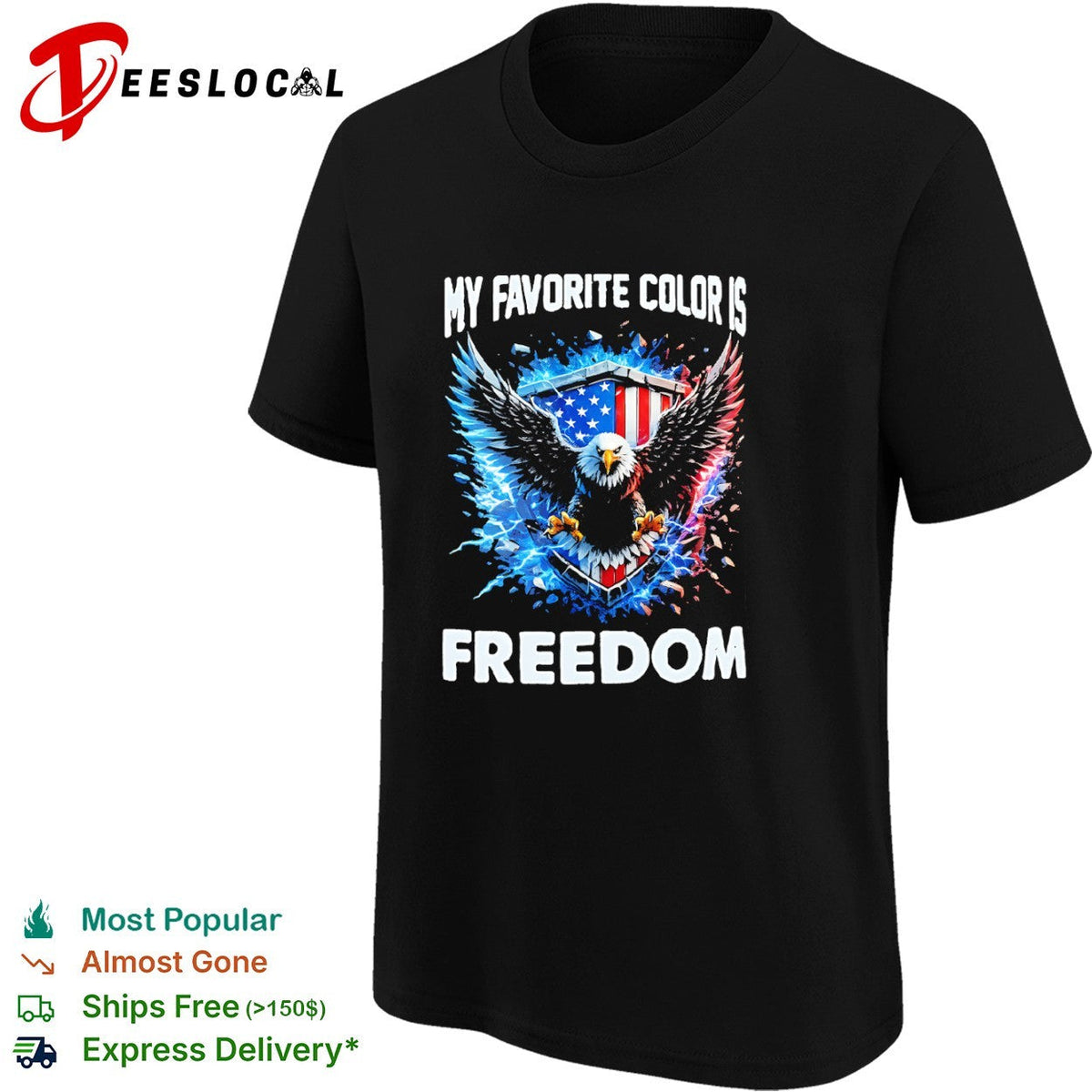 My favorite color is freedom bald eagle American flag lightning graphic shirt Unisex