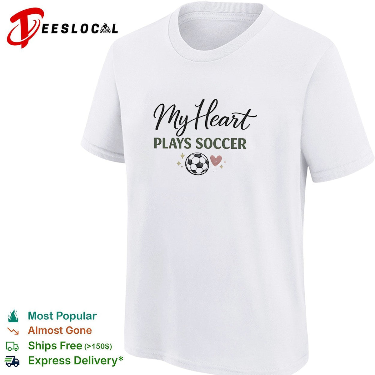My heart plays soccer with a heart and ball icon on a casual athletic comfort shirt Unisex