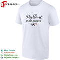 My heart plays soccer with a heart and ball icon on a casual athletic comfort shirt Unisex