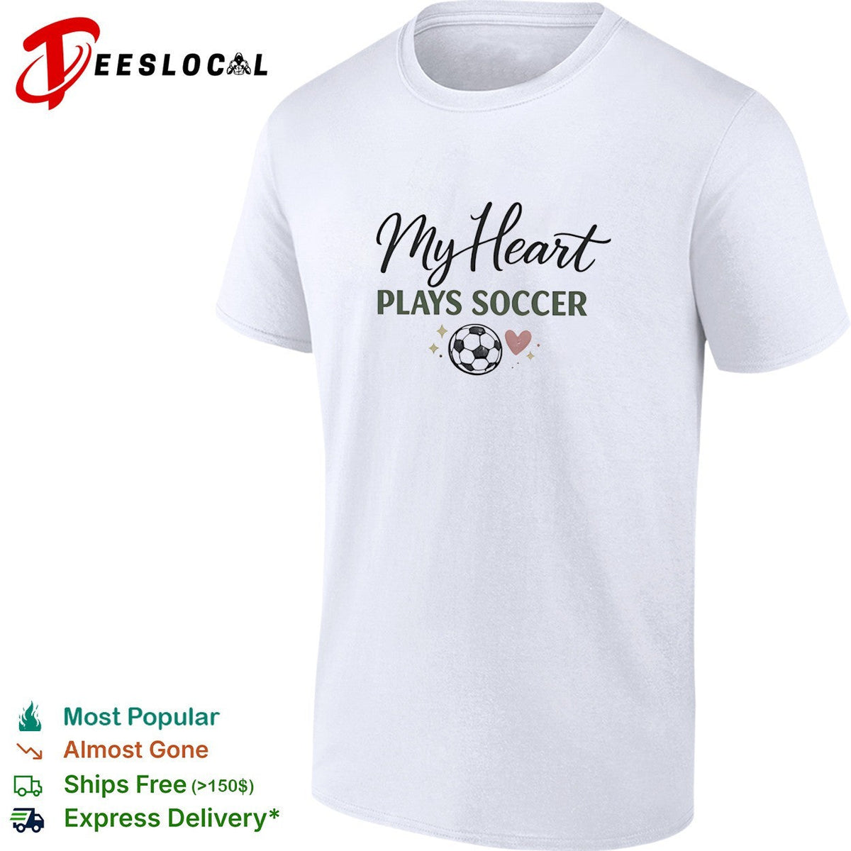 My heart plays soccer with a heart and ball icon on a casual athletic comfort shirt Unisex