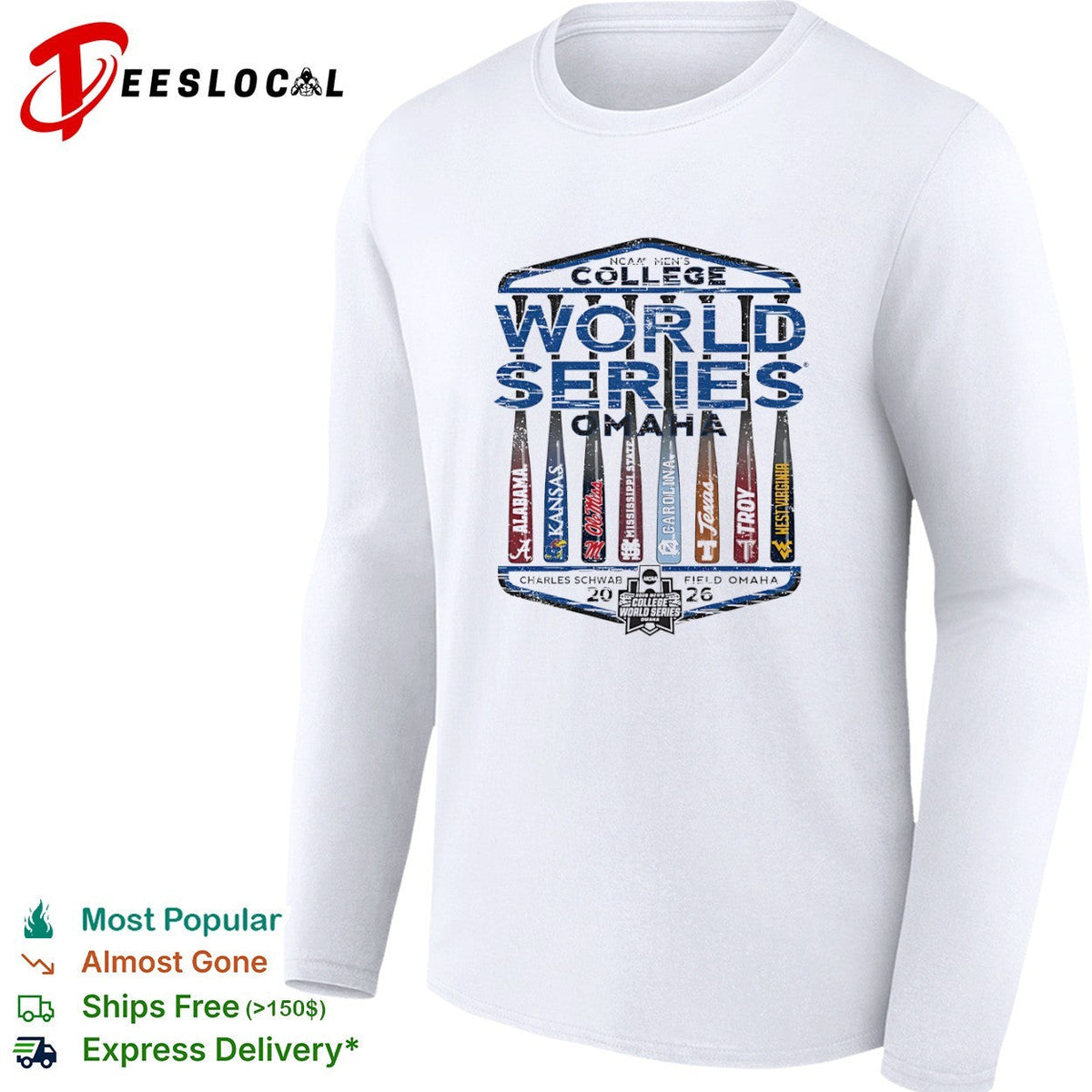 NCAA College World Series 2026 Alabama Kansas Ole Miss Mississippi State Carolina shirt Unisex