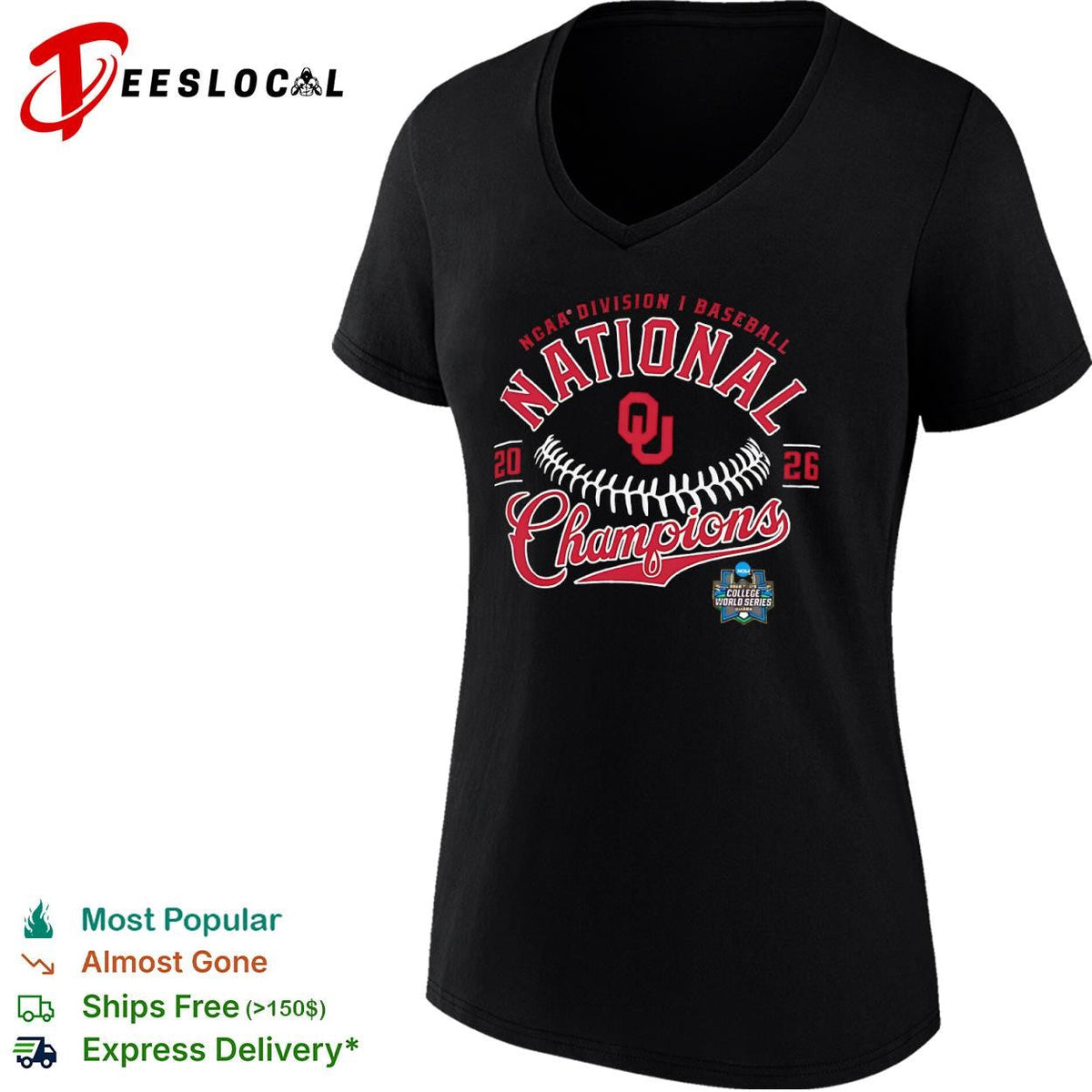 NCAA Division I Baseball Oklahoma Sooners 2026 National Champions College World shirt Unisex