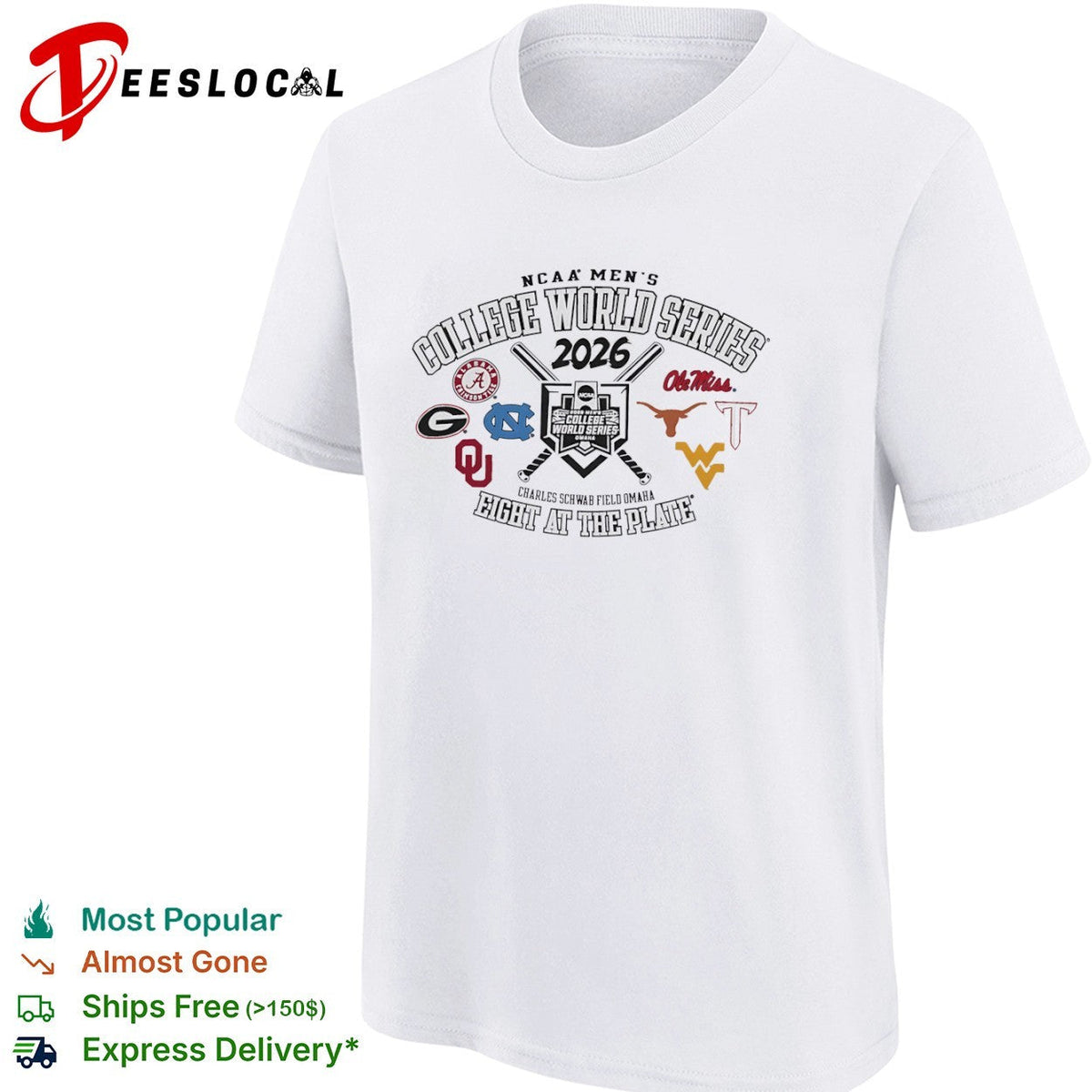 NCAA Men’s College World Series 2026 eight at the plate Charles Schwab field Omaha shirt Unisex