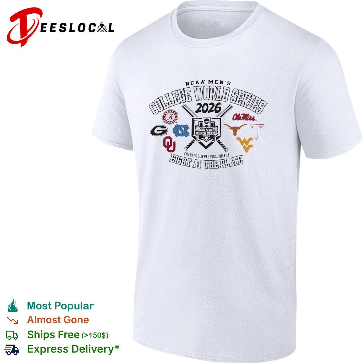 NCAA Men’s College World Series 2026 eight at the plate Charles Schwab field Omaha shirt Unisex