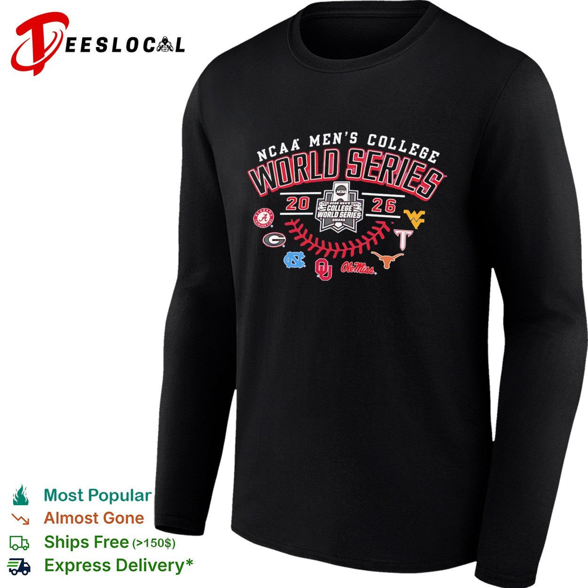 NCAA Men’s College World Series 2026 eight teams logo shirt Unisex
