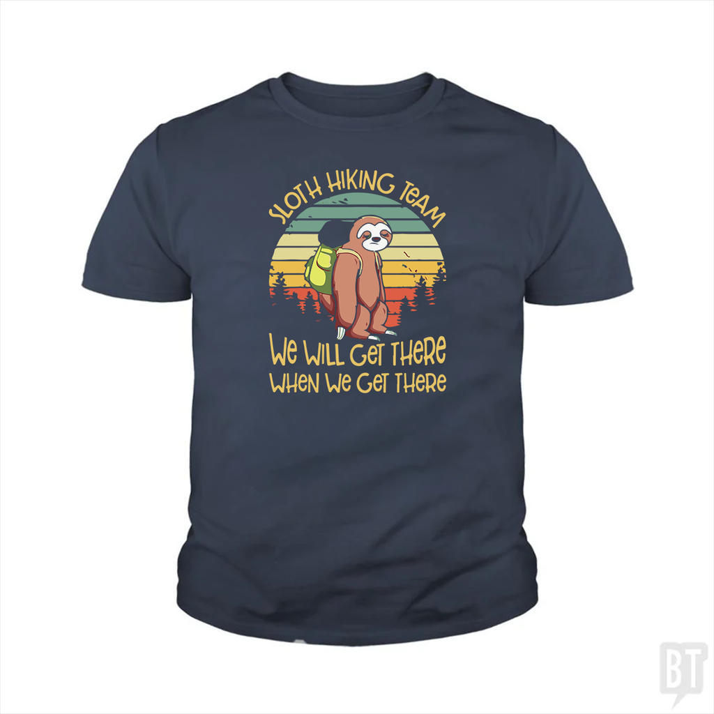 Funny Sloth Hiking Team Kids Shirt Unisex