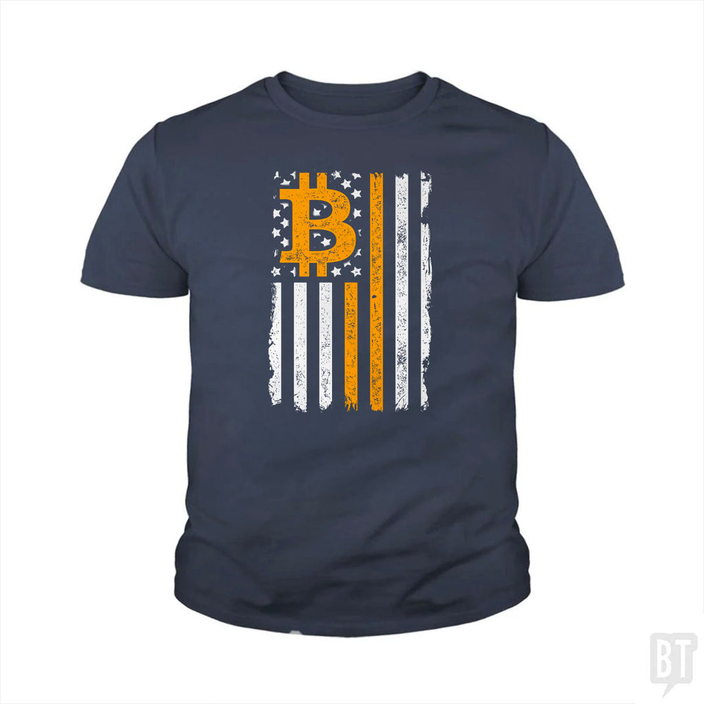 Bitcoin US Flag Kids Shirt