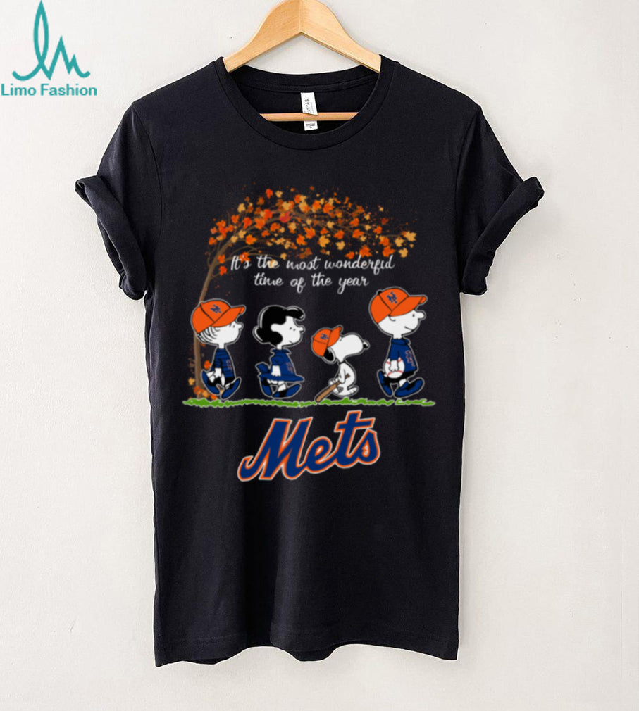 New York Mets x Peanuts Characters It’s The Most Wonderful Time Of The Year Tee