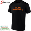 New York Philharmoknicks orange bold arched lettering basketball pun graphic shirt Unisex