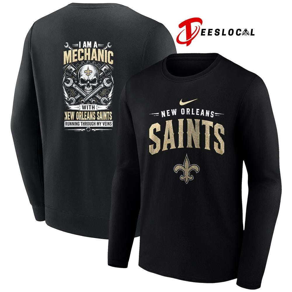 NewOrleansSaintsIamamechanicrunningthroughmyveinsskeletonshirt Unisex