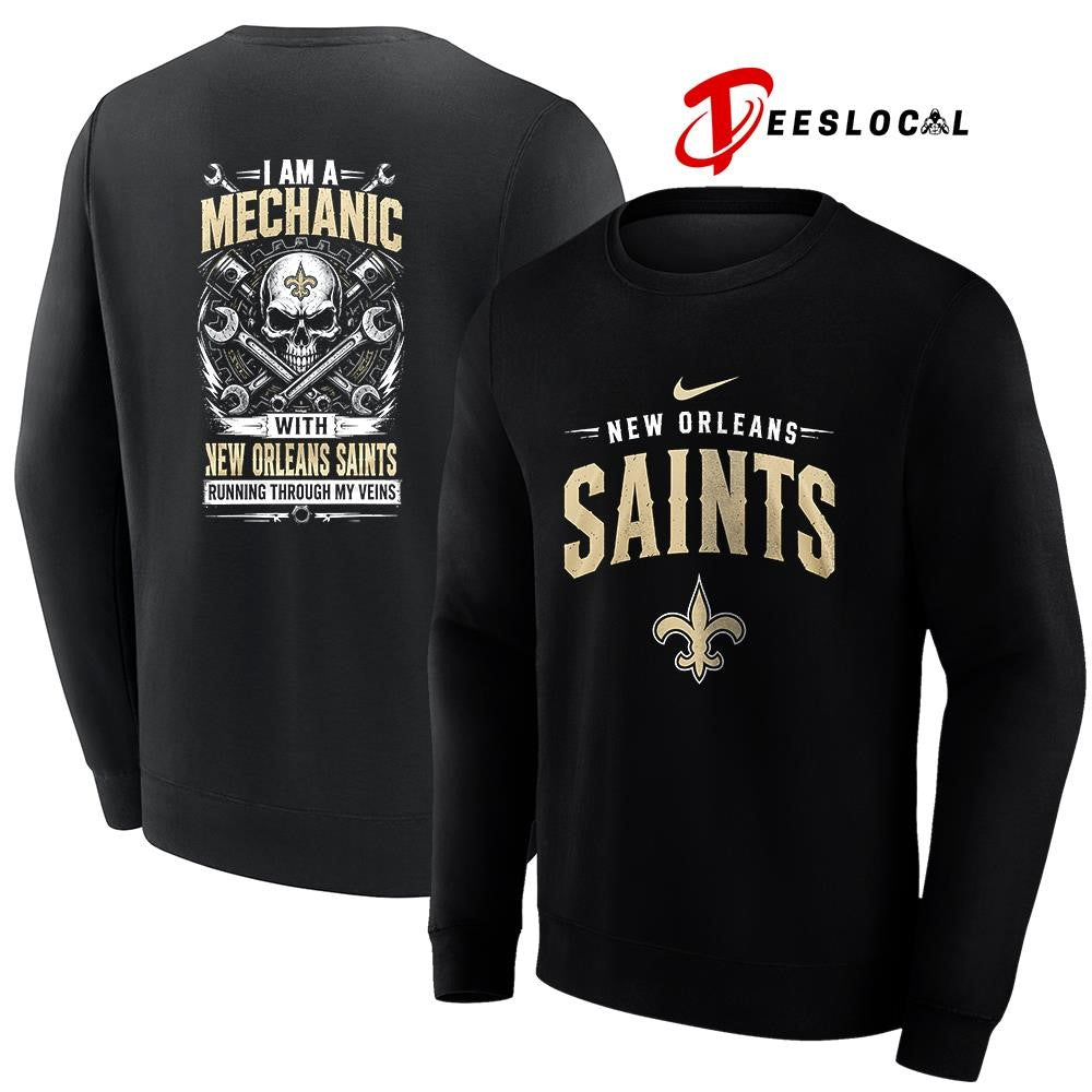 NewOrleansSaintsIamamechanicrunningthroughmyveinsskeletonshirt Unisex