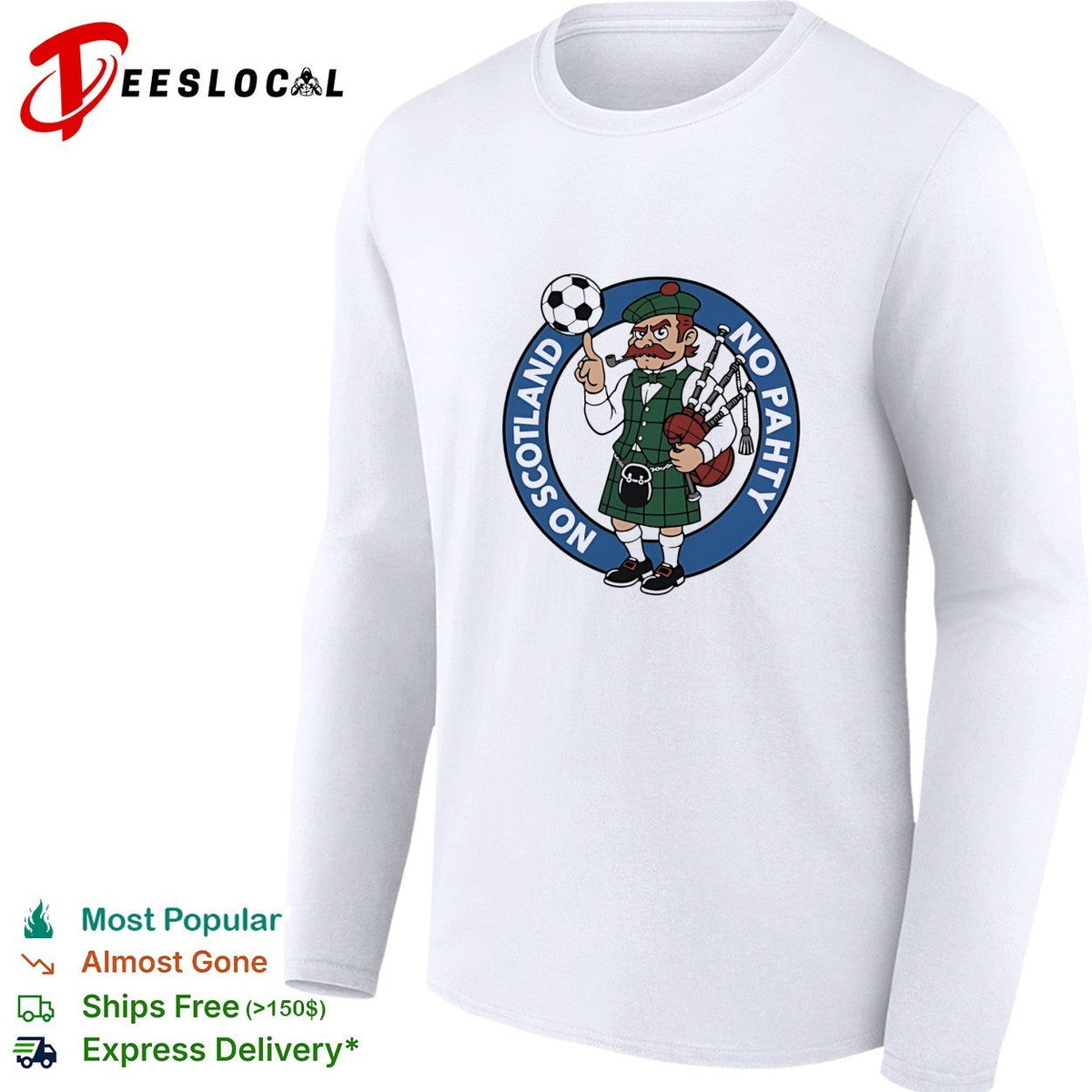 No Pahty No Soctland soccer and bagpipes cartoon shirt Unisex
