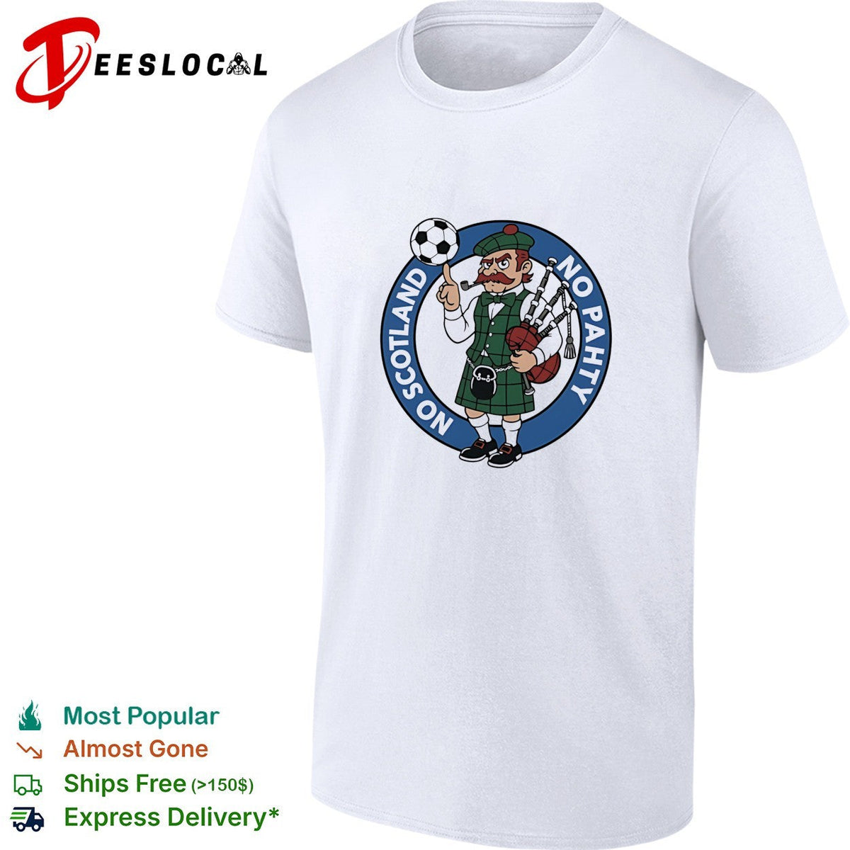 No Pahty No Soctland soccer and bagpipes cartoon shirt Unisex