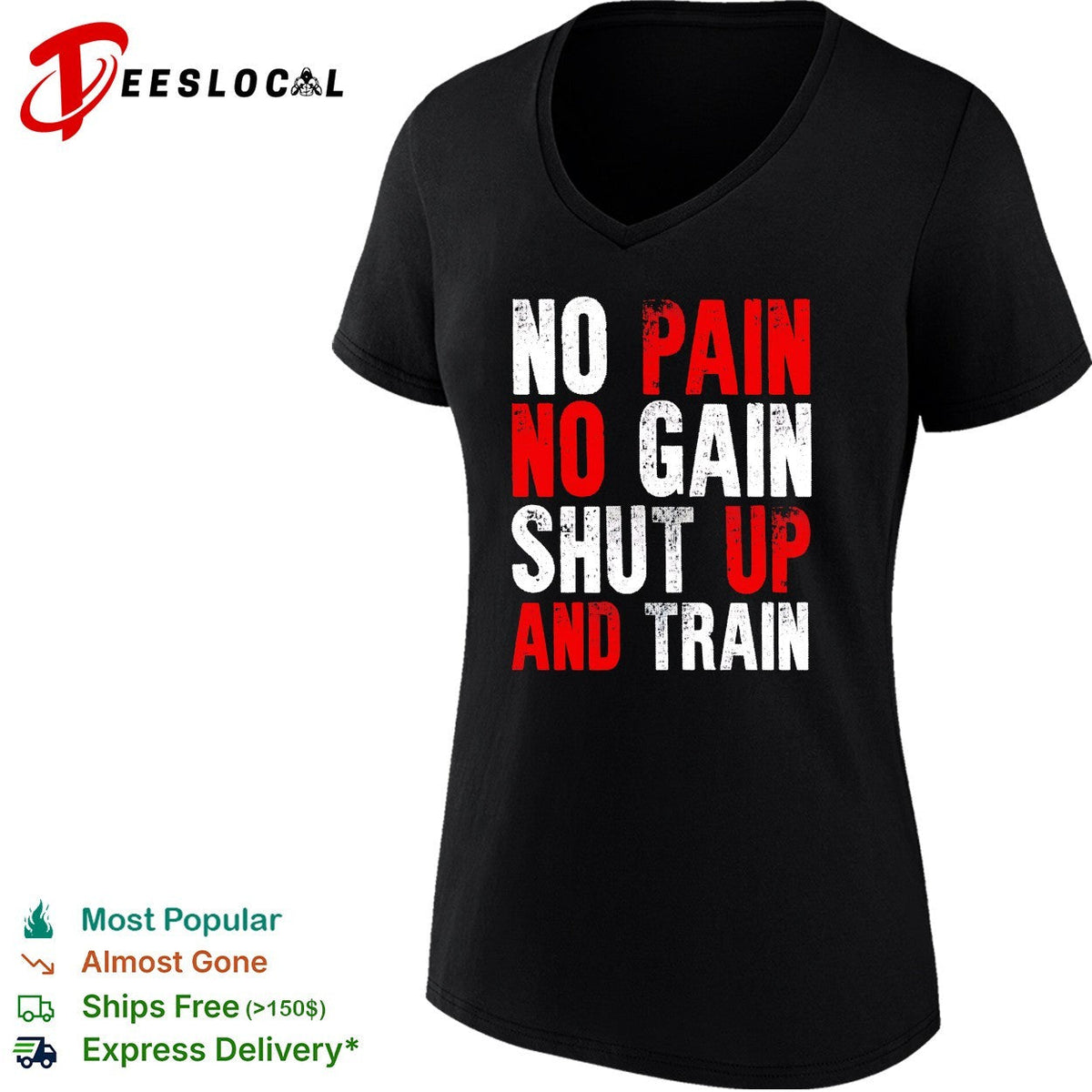 No pain no gain shut up and train workout fitness motivational athletic sports shirt Unisex