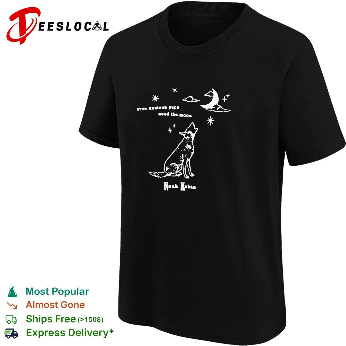 Noah Kahan even anxious pups need the moon wolf howling shirt Unisex