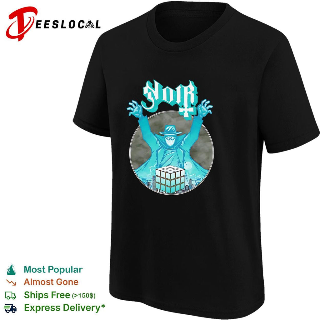 Noir mysterious masked figure Rubik’s cube gothic dark graphic shirt Unisex