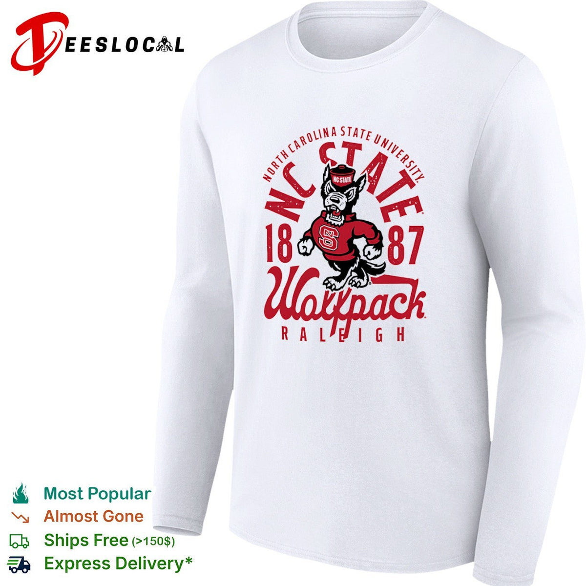North Carolina State University Wolfpack 1887 Raleigh NC State Mascot Logo shirt Unisex