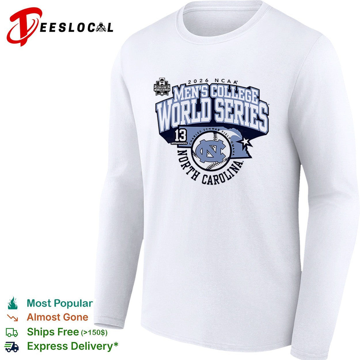 North Carolina Tar Heels Men’s College World Series 2026 NCAA Field Omaha state shirt Unisex