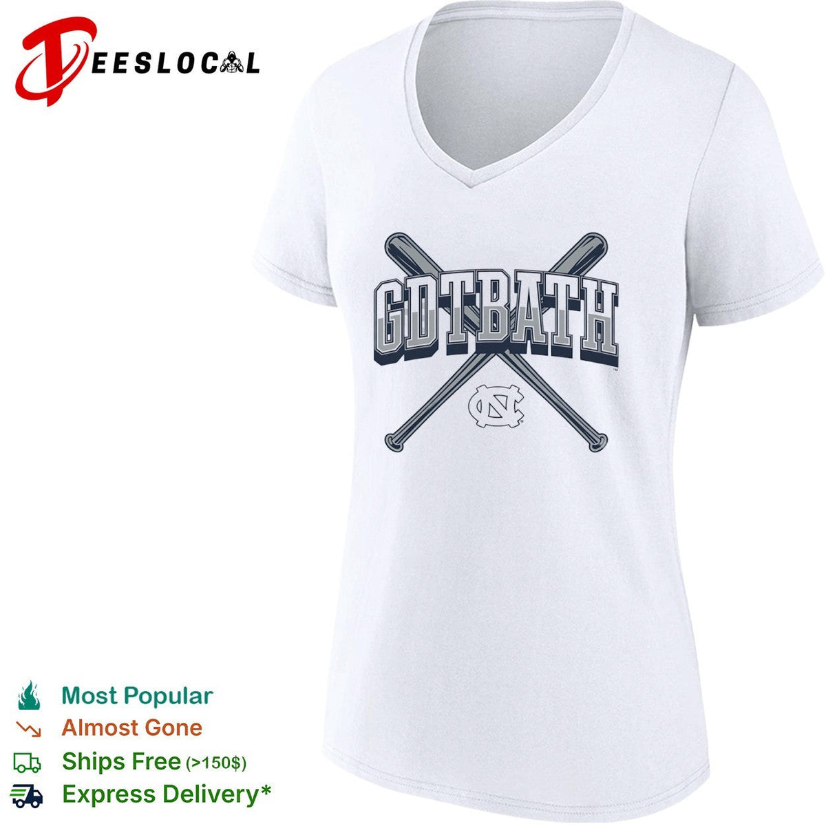 North Carolina Tar Heels baseball crossed bats gdtbath shirt Unisex