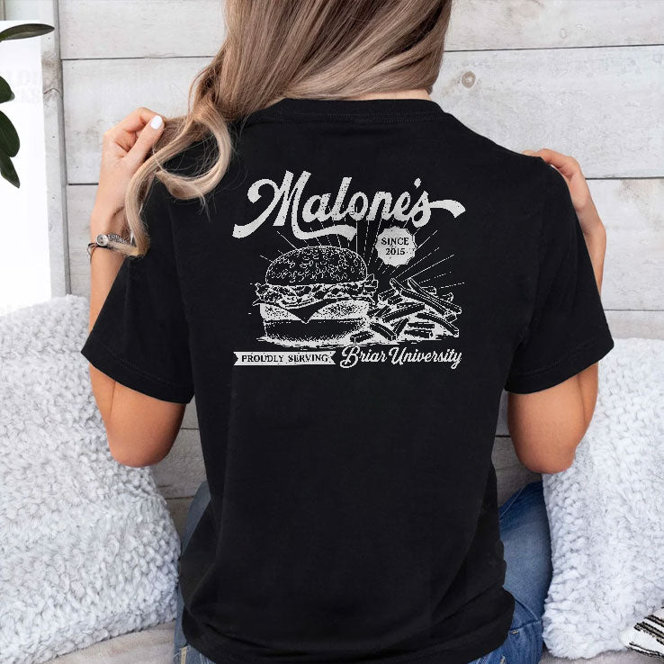 Off-Campus Malone’s Burgers Proudly Serving Briar University T Shirt Unisex