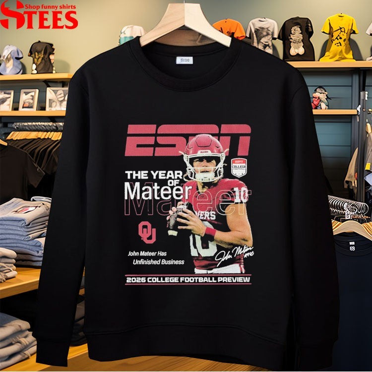 John Mateer Has Unfinished Business ESPN The Year Of Mateer 2026 College Football Preview T-shirts