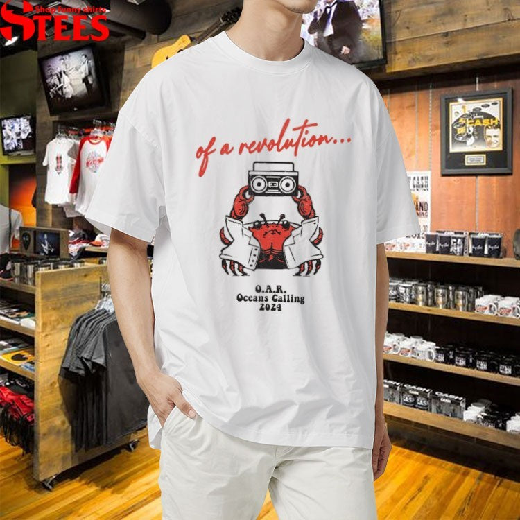 Of A Revolution Oar Oceans Calling Crab Boombox T-Shirt