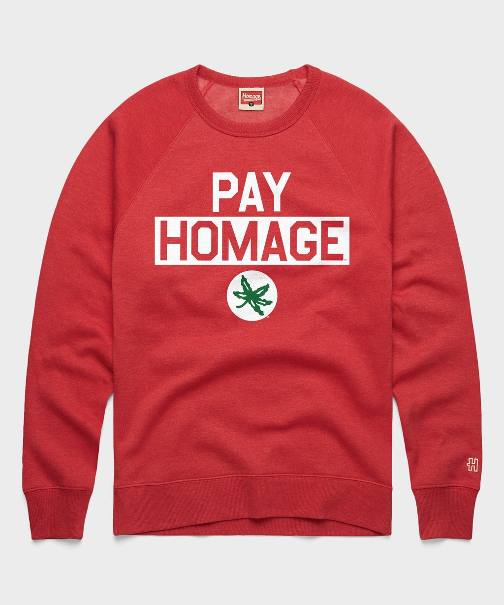 Ohio State Buckeye Leaf Pay Homage Crewneck Unisex