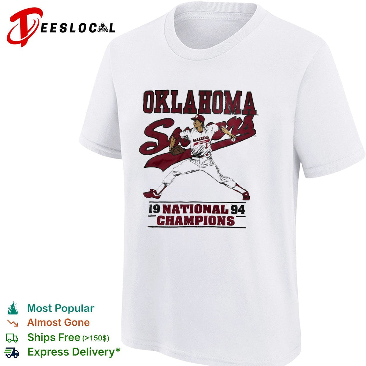 Oklahoma Sooners 1994 National Champions Baseball Shirt Unisex