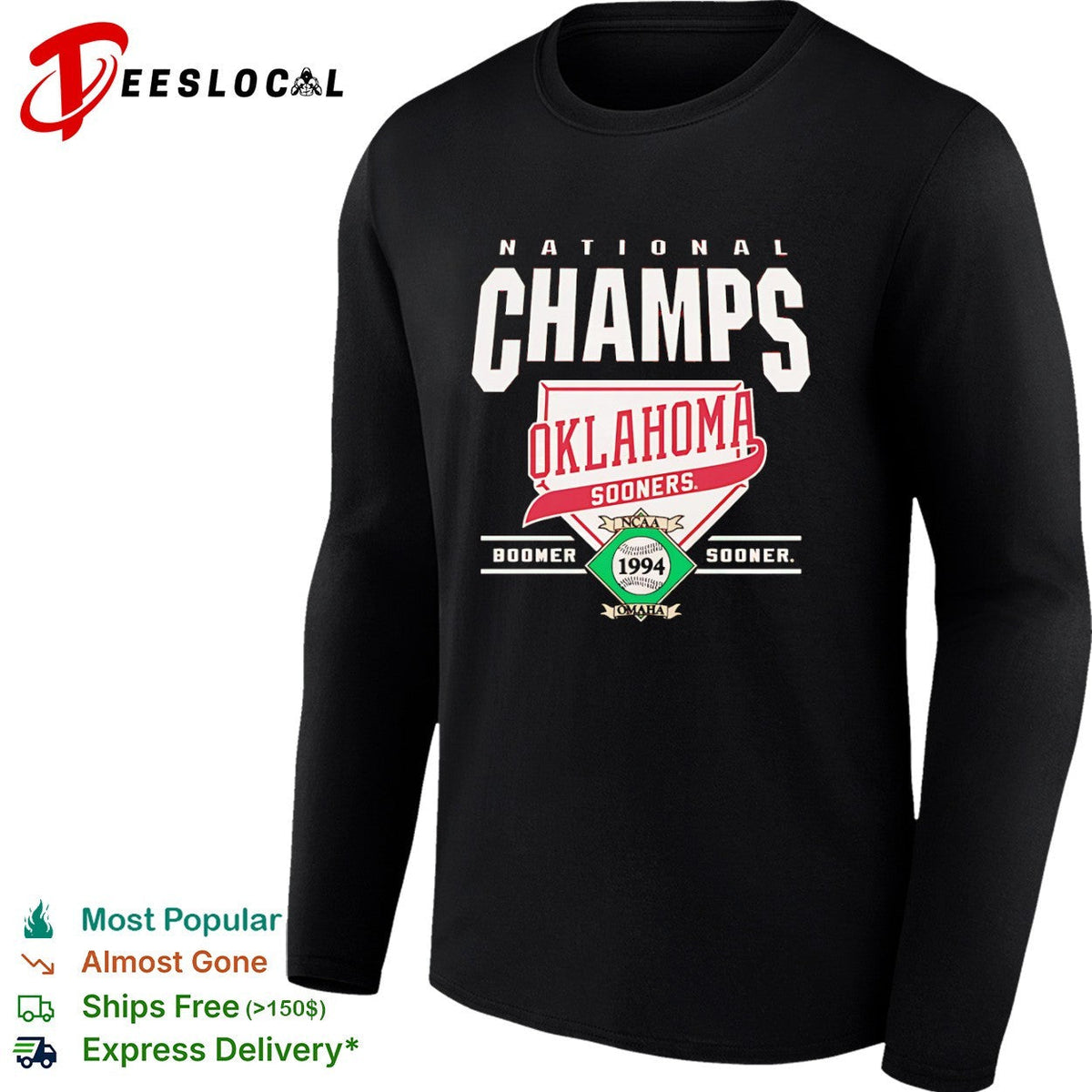 Oklahoma Sooners 1994 National Champs Omaha NCAA Baseball Shirt Unisex