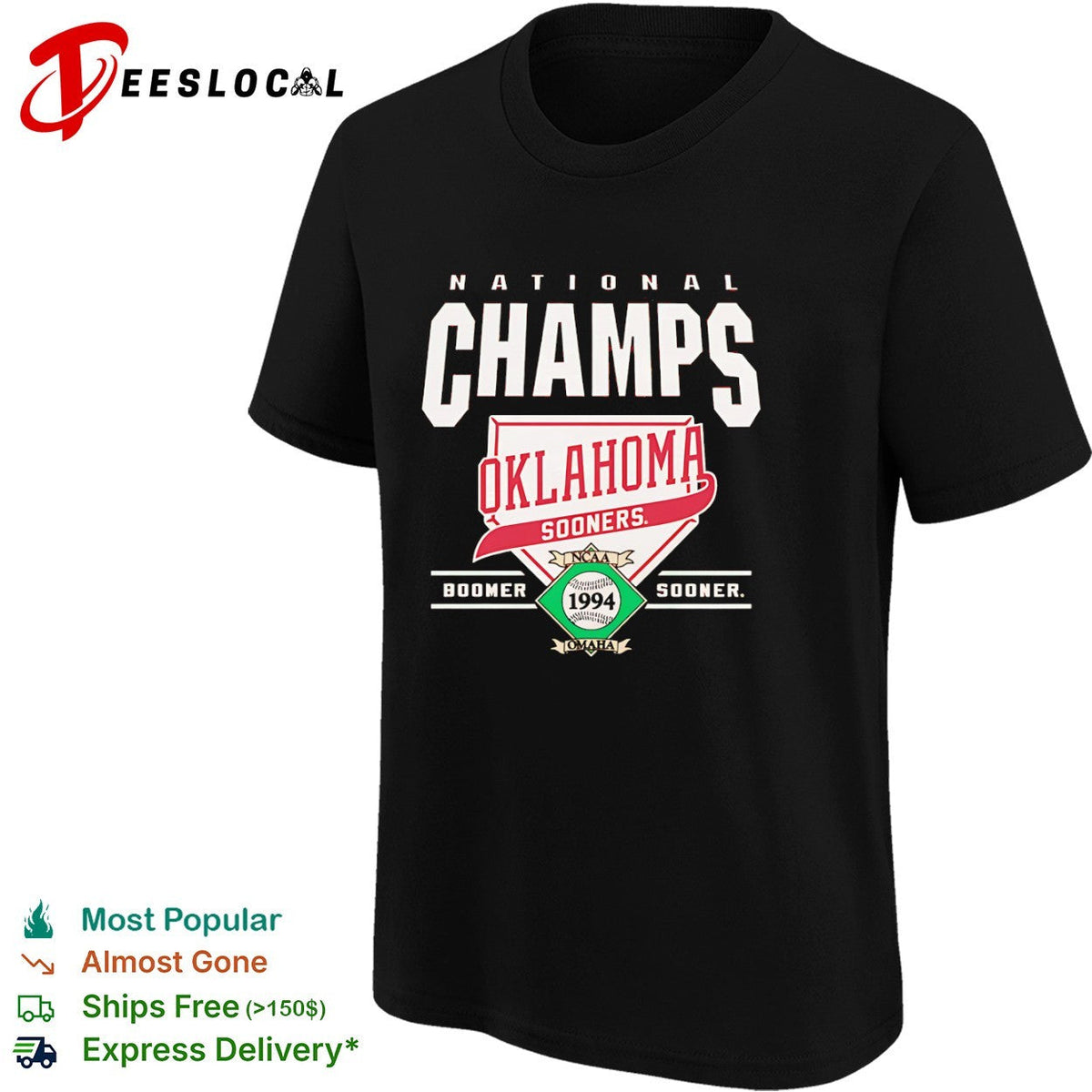 Oklahoma Sooners 1994 National Champs Omaha NCAA Baseball Shirt Unisex