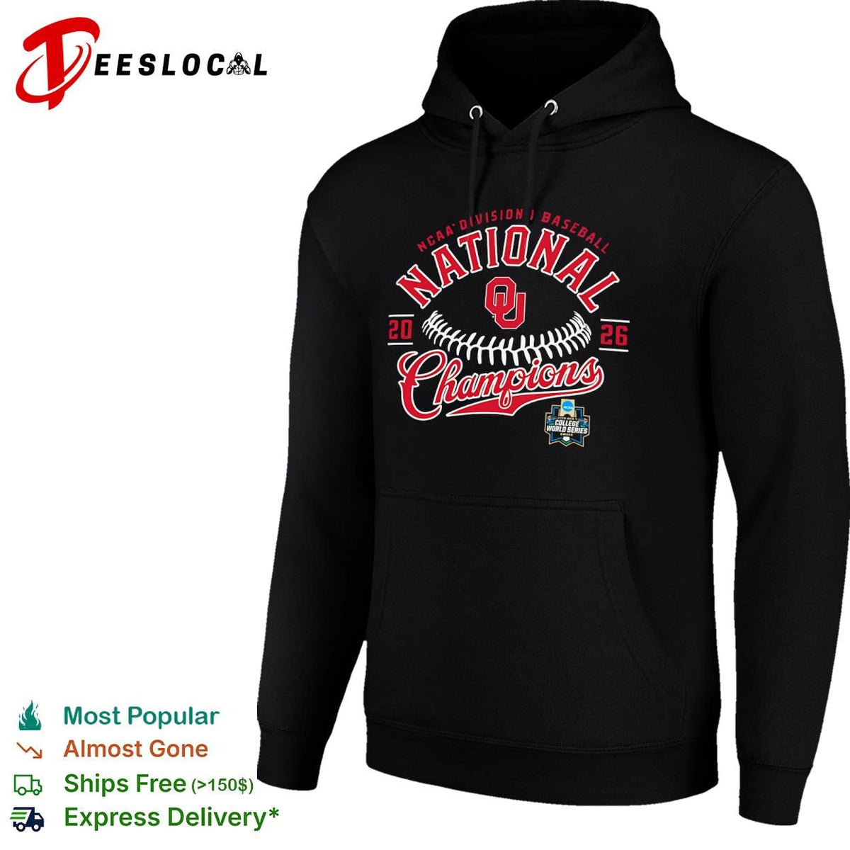 Oklahoma Sooners NCAA Division I Baseball National Champions 2026 College World shirt Unisex