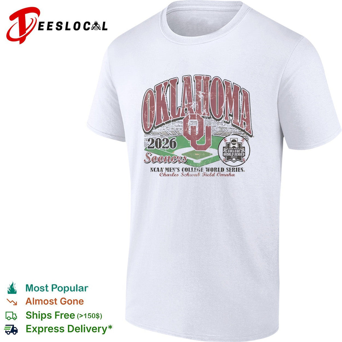 Oklahoma Sooners stadium 2026 NCAA Mens College World Series Charles Schwab Field Omaha shirt