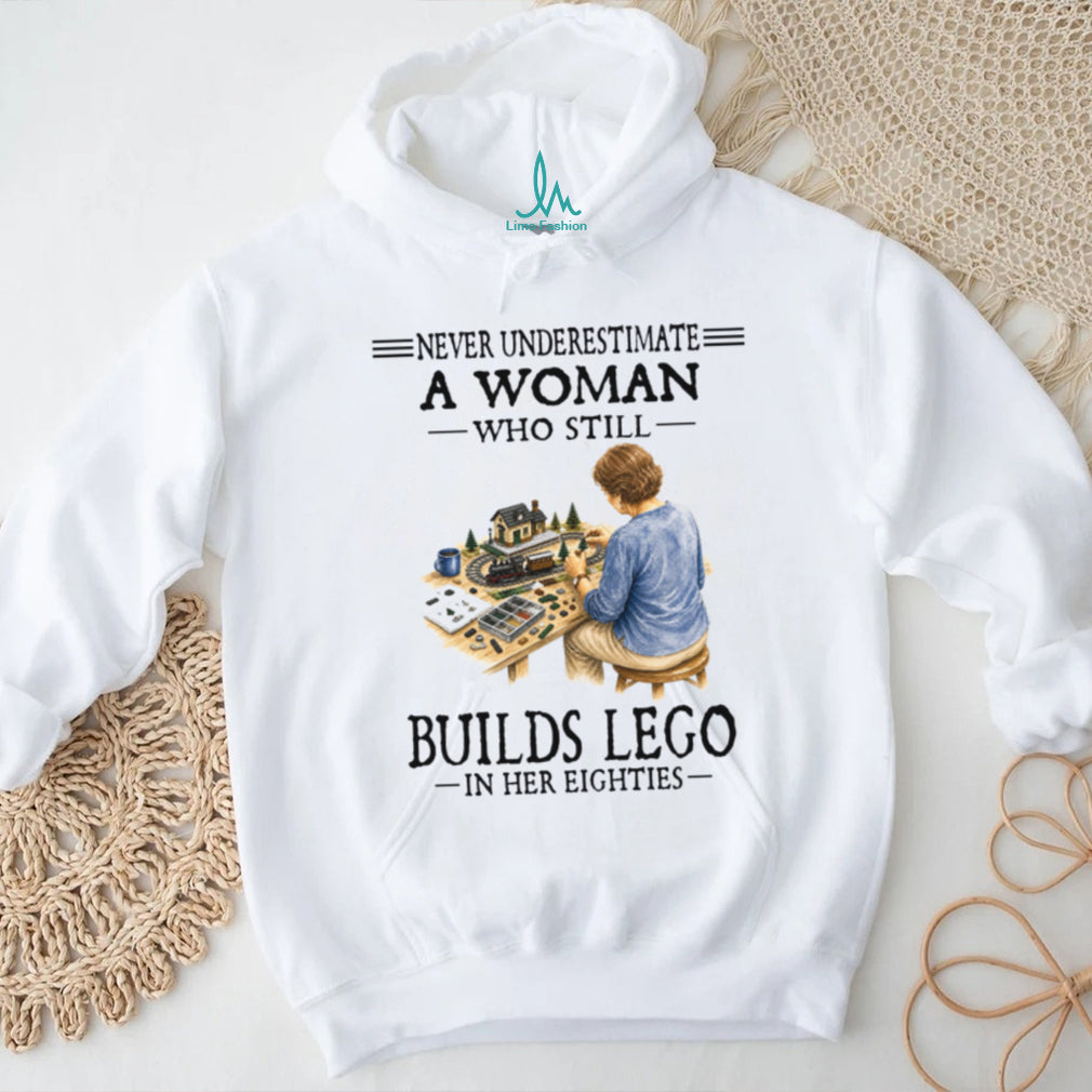 Older Woman Lego Building Hobbyist Eighty Birthday Shirt